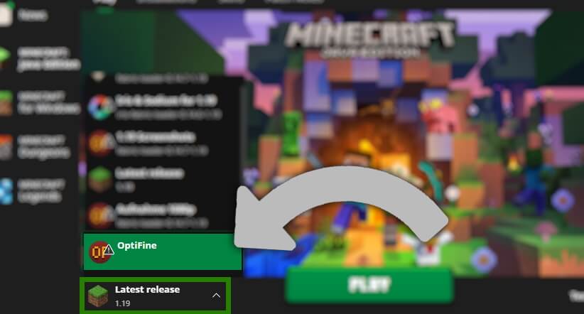 Select the OptiFine profile in the launcher
