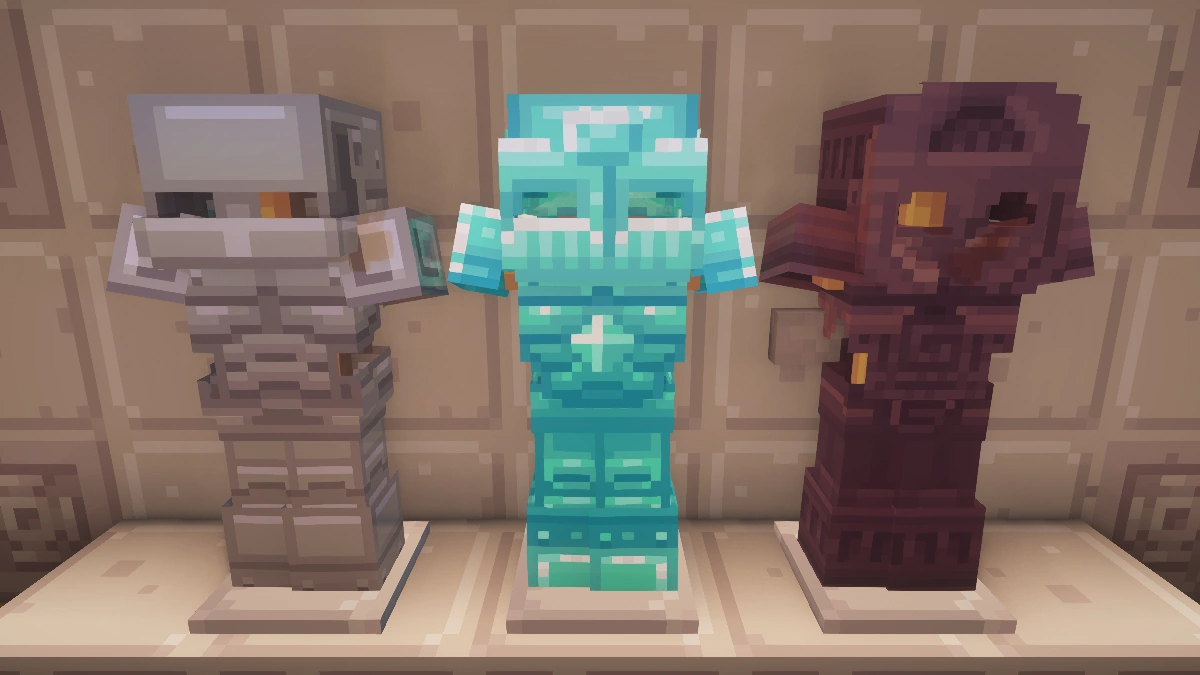 Dandelion armor with Complementary shaders: iron, diamond, netherite
