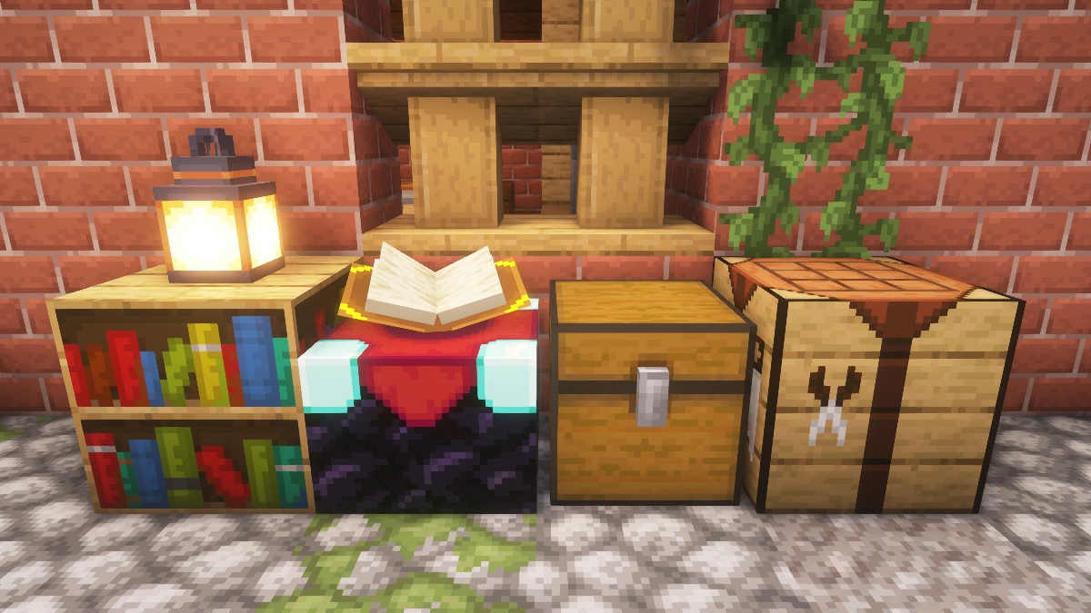 Faithful blocks with Complementary shaders: bookshelf, enchanting table, chest, crafting table