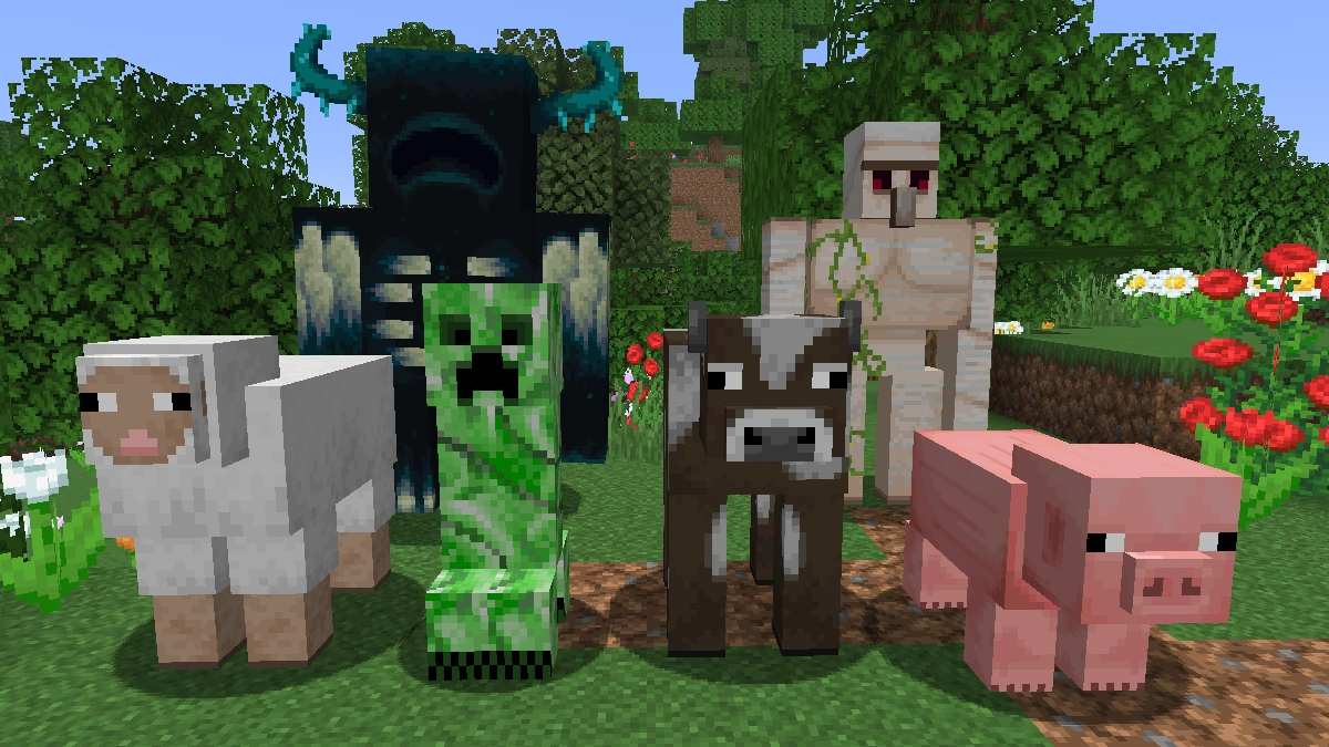 Faithful mobs: sheep, creeper, warden, cow, iron golem, pig