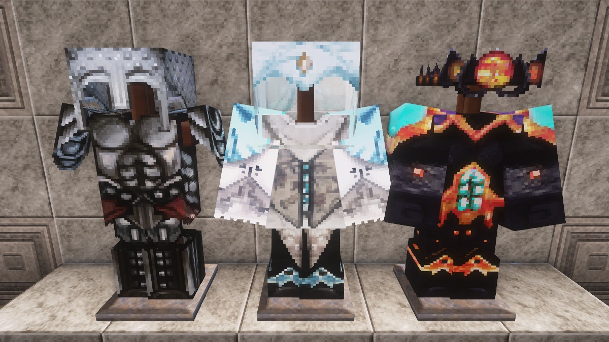 MeineKraft armor with Complementary shaders: iron, diamond, netherite