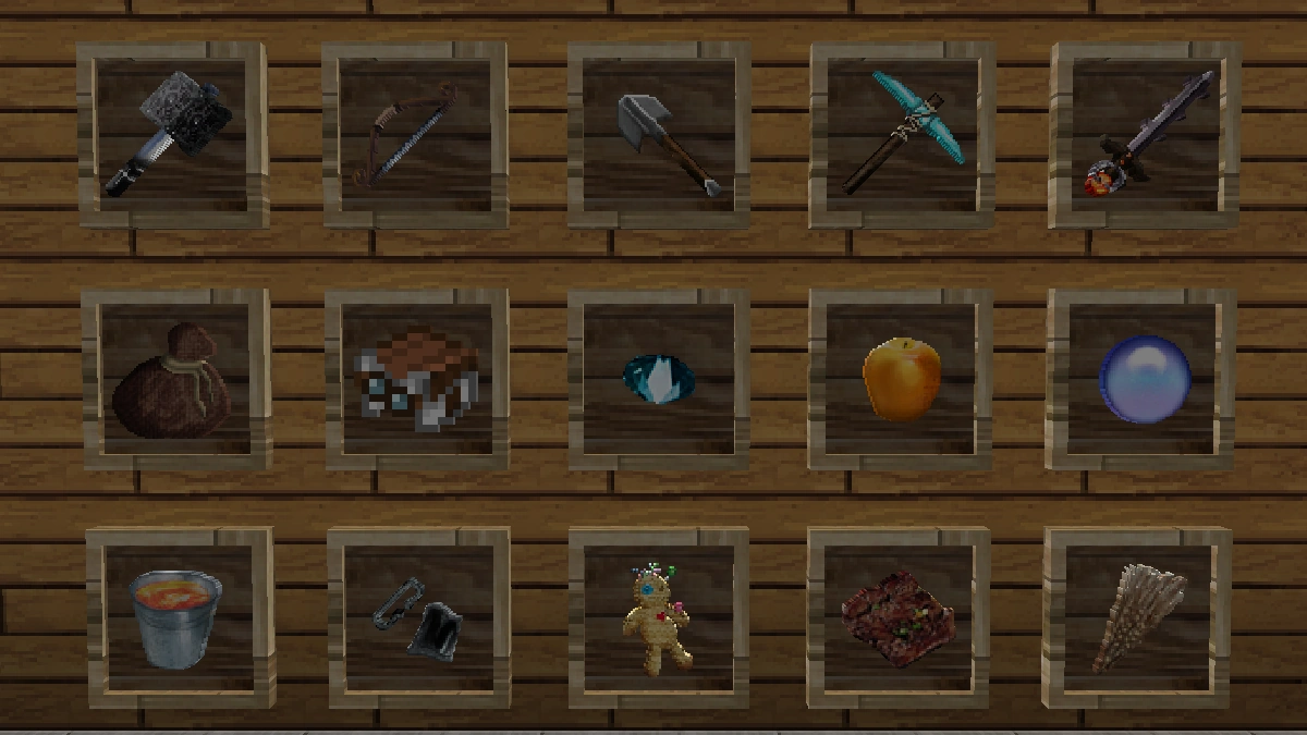 MeineKraft items: tools, weapons, food and more
