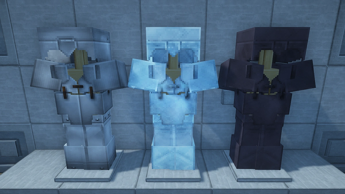 Soartex Fanver armor with OPAL shaders: iron, diamond, netherite