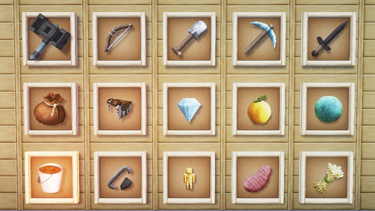 Soartex Fanver items with OPAL shaders: tools, weapons, food and more