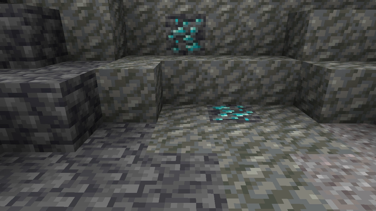 Minecraft cave with two diamond ores.