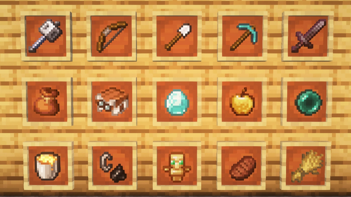 Vanilla items with Complementary shaders: tools, weapons, food and more
