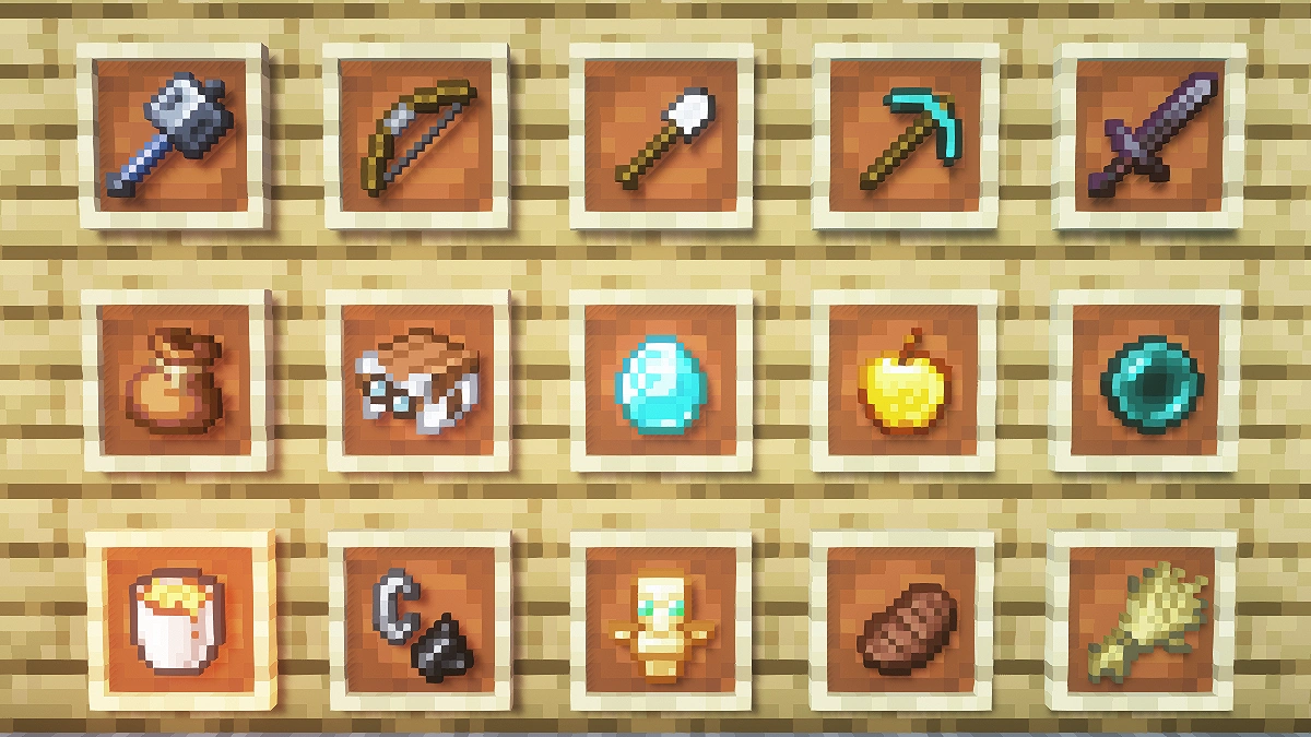 Vanilla items with OPAL shaders: tools, weapons, food and more