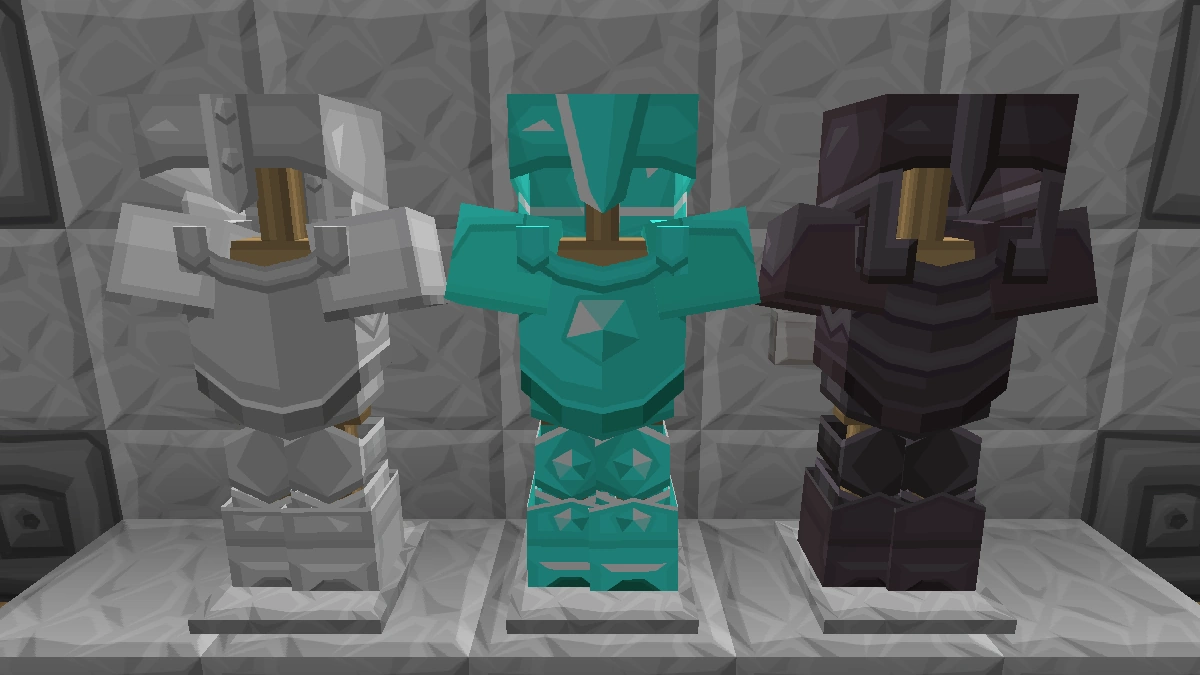 VanillaBDcraft armor: iron, diamond, netherite