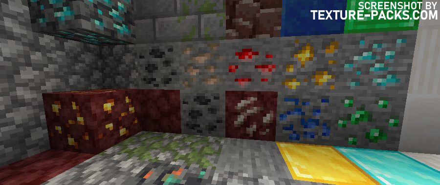 3D Ores texture pack compared to Minecraft vanilla (before)