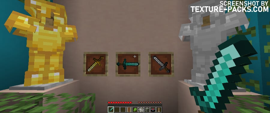 Rodrigo's texture pack compared to Minecraft vanilla (before)