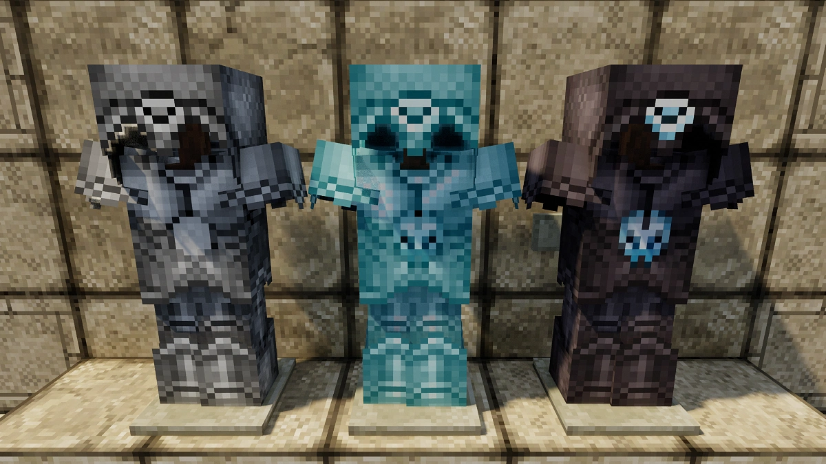 John Smith Legacy armor with Chocapic13 shaders: iron, diamond, netherite