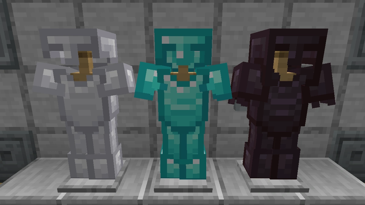 New Default+ armor: iron, diamond, netherite