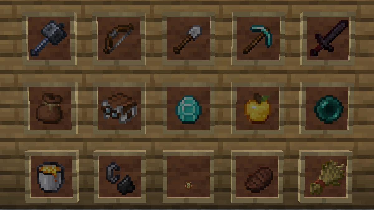 New Default+ items: tools, weapons, food and more