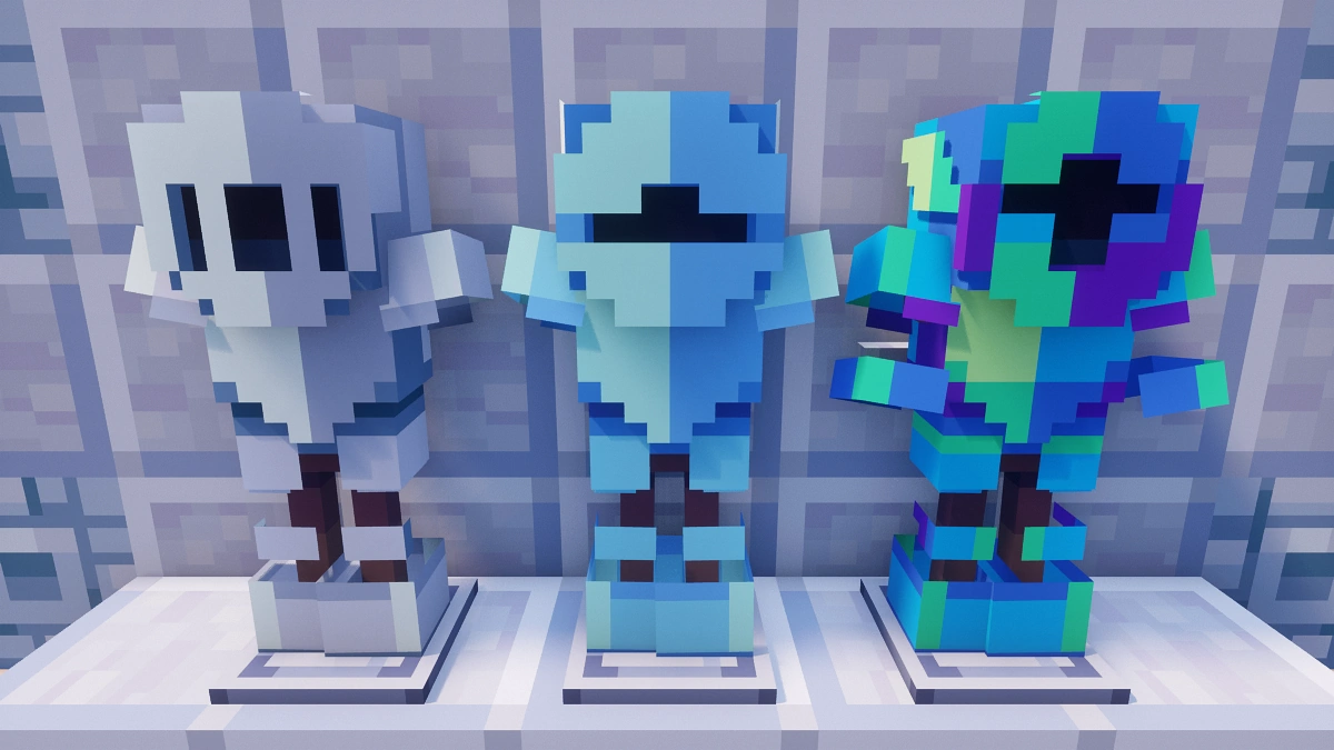 Hafen armor with Bliss shaders: iron, diamond, netherite