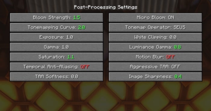 Stylized Texture Pack Shader Settings