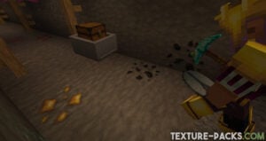 Lithos texture pack screenshot in a cave with ores