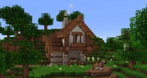 Screenshot of a Minecraft house with Ignaf's Quadral texture pack