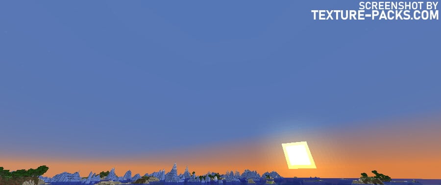 Dramatic Skys texture pack compared to Minecraft vanilla (before)