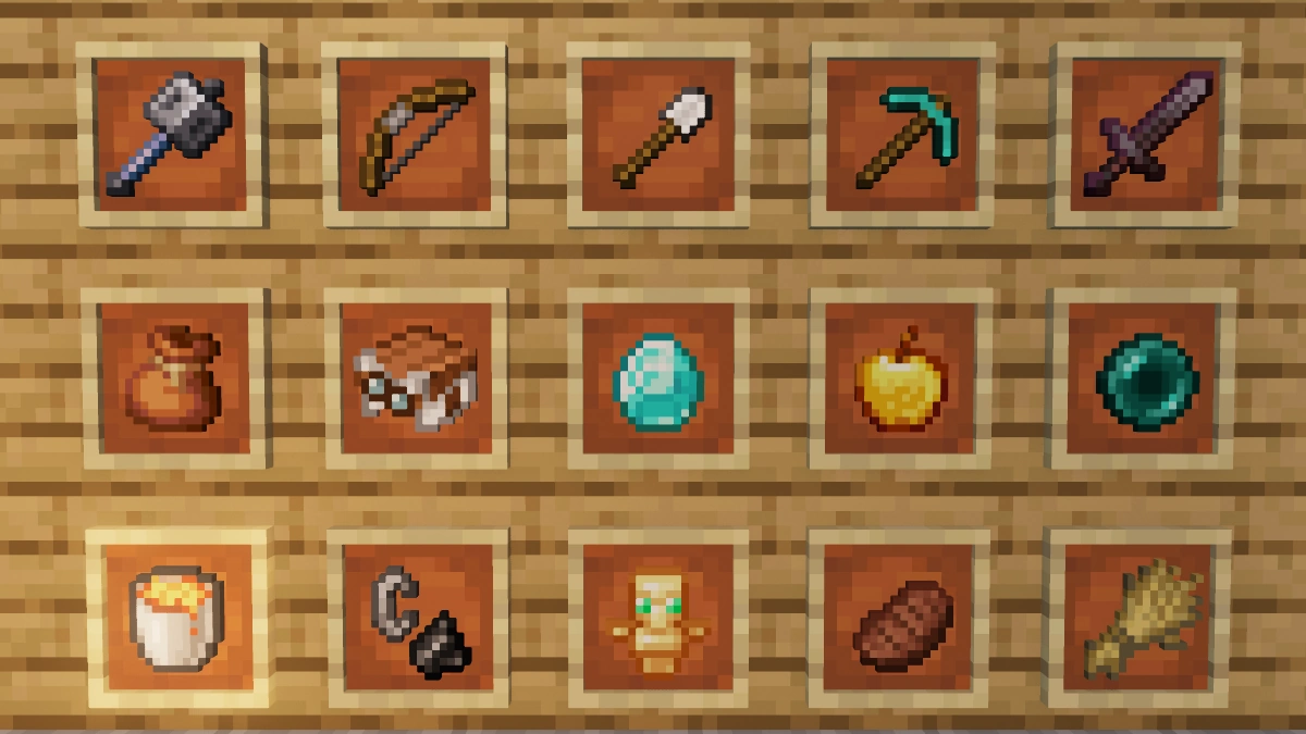 Vanilla items with Make Up Ultra Fast shaders: tools, weapons, food and more
