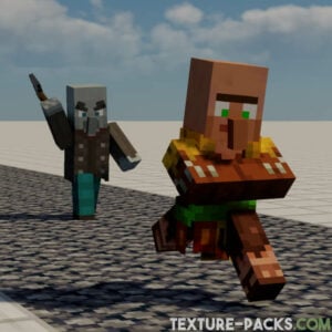Villagers with new animation in Minecraft