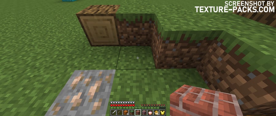 Bedless Noob 350k texture pack compared to Minecraft vanilla (before)