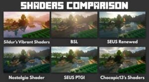 Shaders comparison with MineBricks