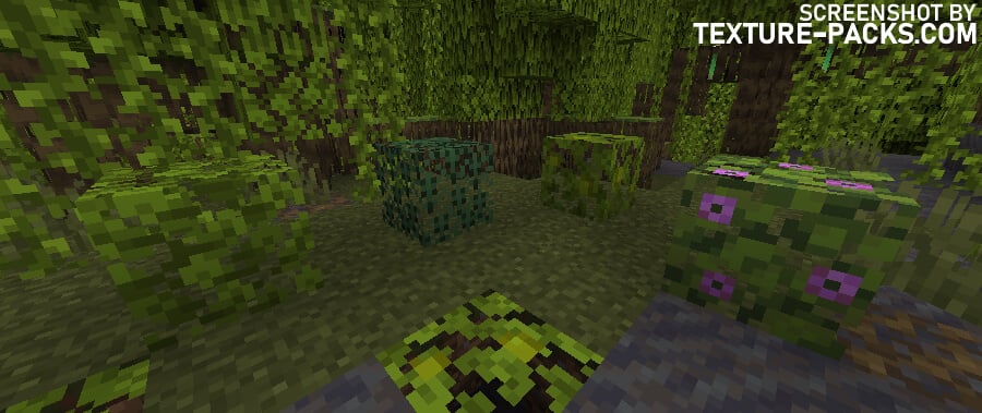 Better Leaves texture pack compared to Minecraft vanilla (before)