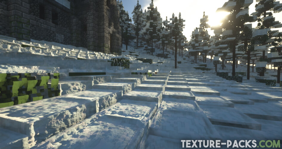 Minecraft environment with SEUS shaders and Realistico