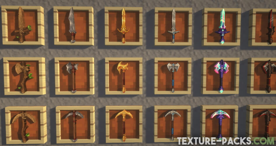 Minecraft items with 128x resolution screenshot