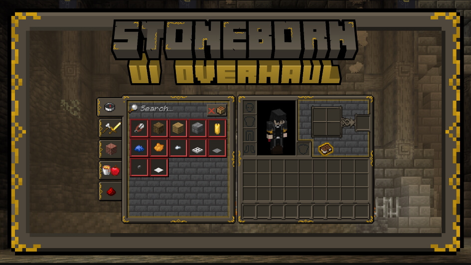 New Minecraft Inventory with the Stoneborn Addon