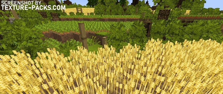 SummerFields texture pack compared to Minecraft vanilla (after)