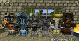 All Minecraft armor sets in a medieval style from the SummerFields texture pack.