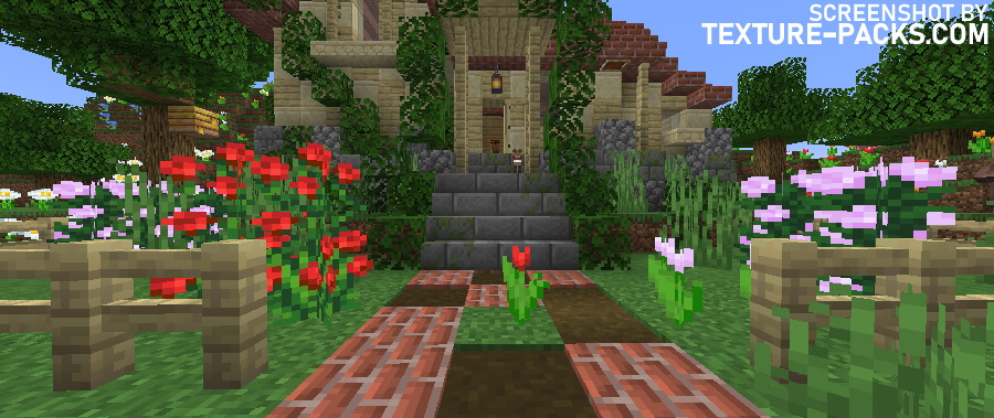 Flows HD texture pack compared to Minecraft vanilla (before)
