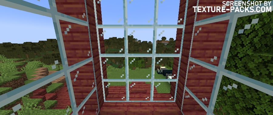 Clear Glass texture pack compared to Minecraft vanilla (before)
