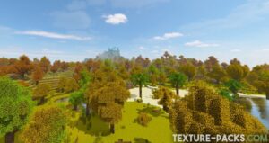 Minecraft blue sky with SORA shader pack