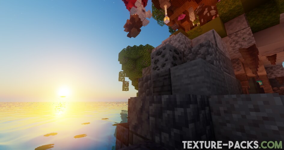 Minecraft sunset with realistic lightning