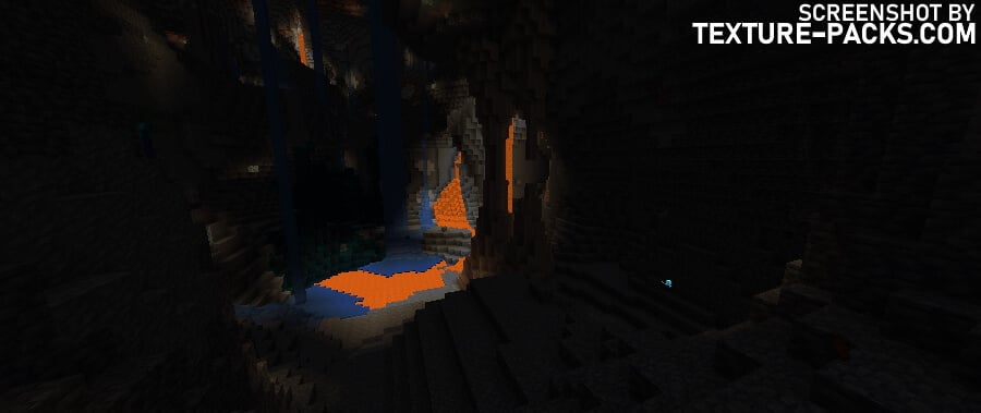 FullBright texture pack compared to Minecraft vanilla (before)