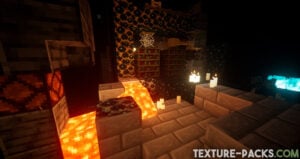 Minecraft cave with lava and Nostalgia shader