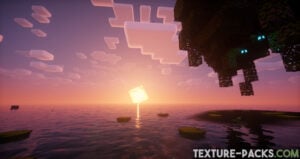 Minecraft gameplay with activated Nostalgia shaders