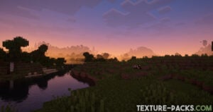 Minecraft sunset with Vanilla Plus shaders
