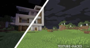Minecraft vanilla and FullBright texture pack comparison