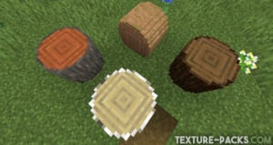 Round Trees resource pack screenshot of Minecraft logs