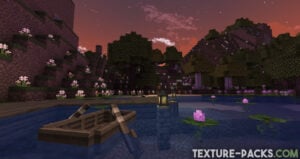 Screenshot of an adventurous Minecraft world with Excalibur