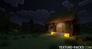 Vanilla Plus shader pack screenshot of the Minecraft night with smooth lightning
