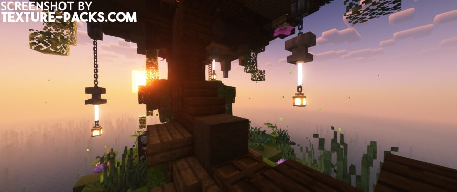 Complementary Reimagined shaders compared to Minecraft vanilla (after)