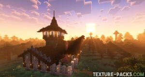 Minecraft sunset with Complementary Reimagined shader pack