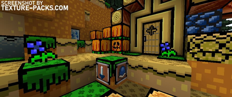 Super Mario texture pack compared to Minecraft vanilla (after)