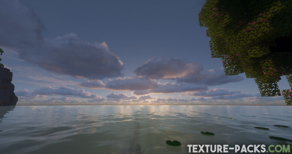 Voyager shaders screenshot of the new realistic water and sky