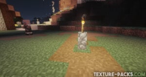 Minecraft gameplay screenshot with Potato Shader enabled
