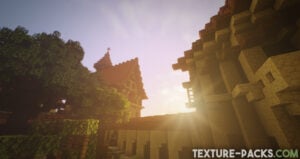 Volumetric light in Minecraft with the RedHat shader pack